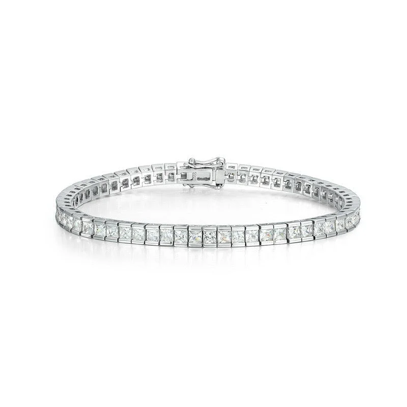 S925 Silver CZ Princess Cut Diamond Tennis Bracelet - 3mm