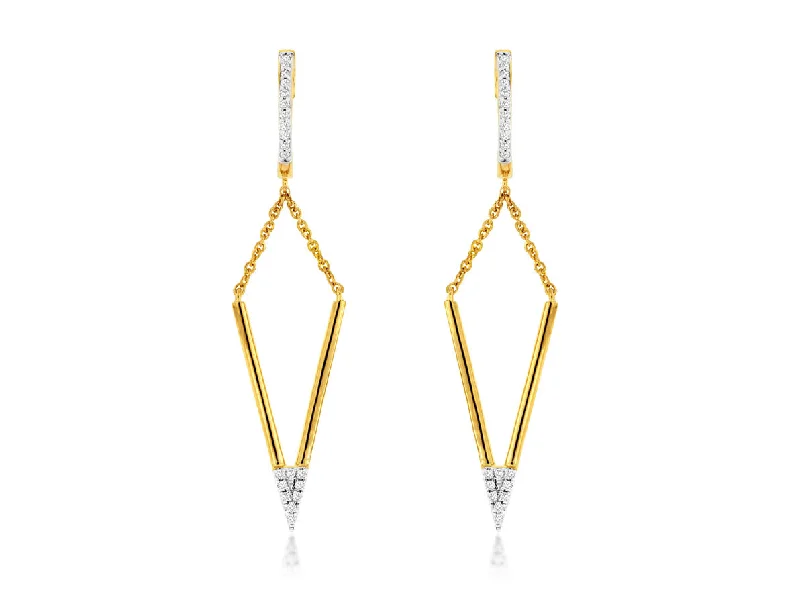 Open Geometric Design Diamond Dangle Earrings