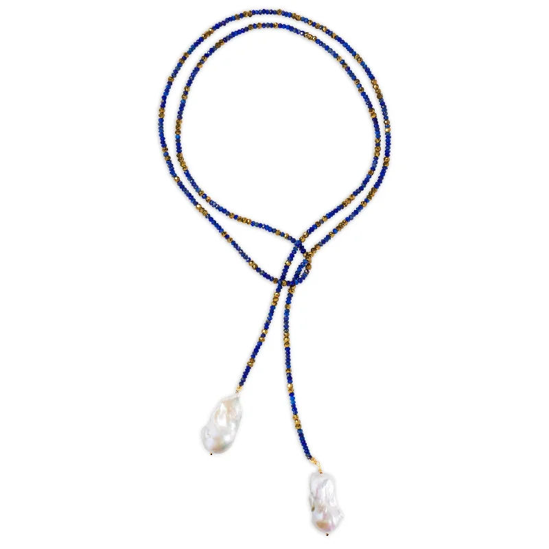 Lapis and Pyrite Ombre Classic Gemstone Lariat