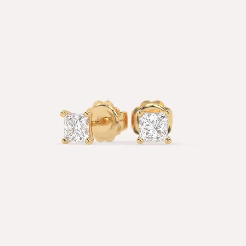 1 carat Princess Diamond Stud Earrings