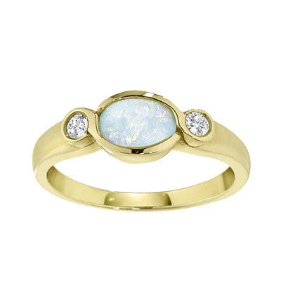 Modern Opal and Diamond Ring