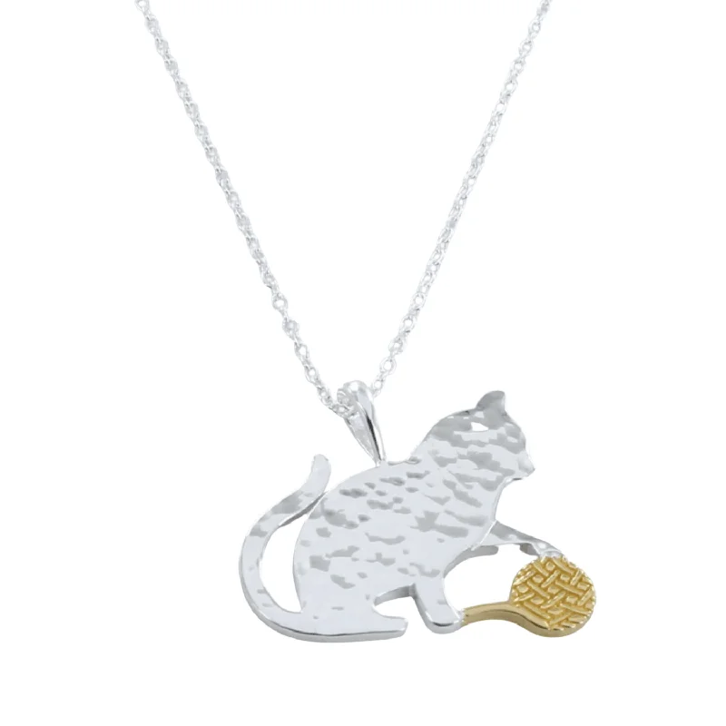 Cat and Wool Sterling Silver Necklace