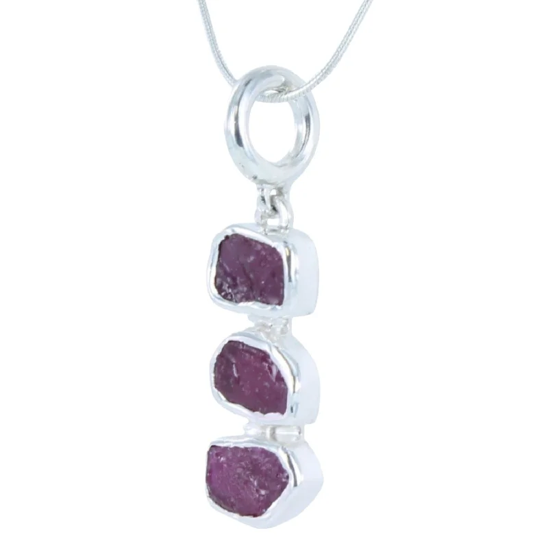 Rough Stone Ruby Necklace in Sterling Silver