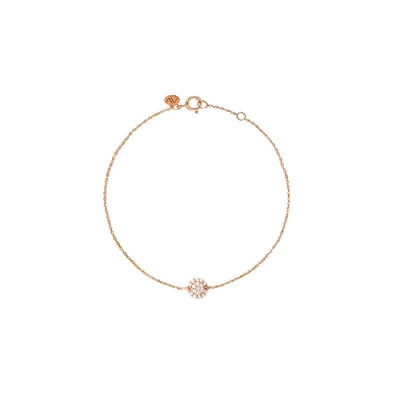 Round Pave 18K Rose Gold Bracelet w. Diamonds