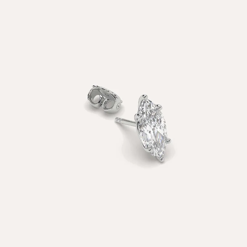 2 carat Single Marquise Diamond Stud Earring