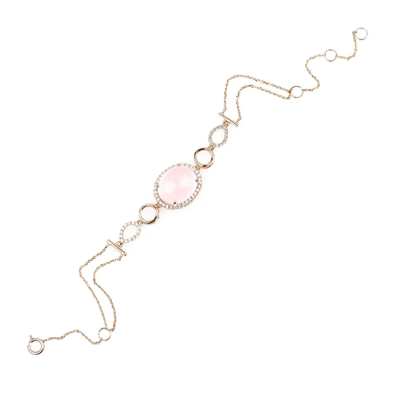 Rose Quartz and Diamond Infinity Heirloom Bracelet