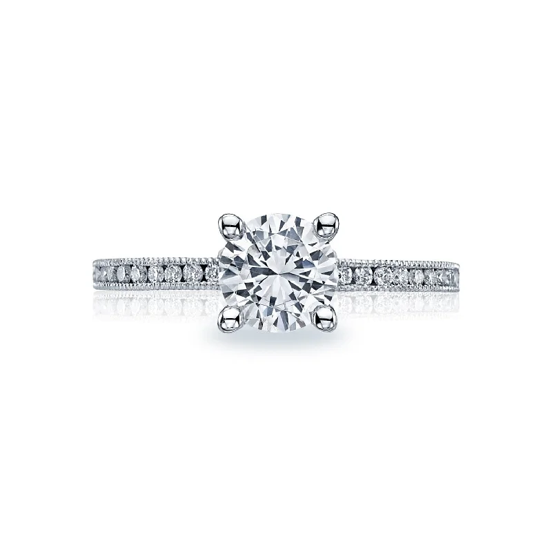 18K White Gold Tacori Sculpted Crescent Semi-Mount Engagement Ring (Setting Only)