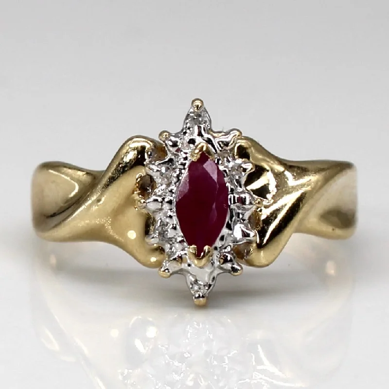 Ruby & Diamond Cocktail Ring | 0.22ct | 0.03ctw | SZ 6.75 |