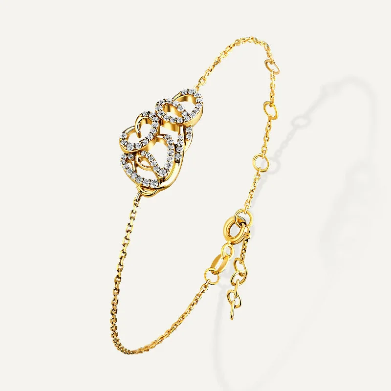 Allusia Love Detailed 18K Gold Bracelet w. Diamonds