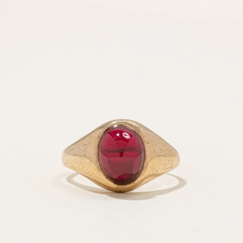 1965 London Synthetic Ruby Cocktail Ring | 4.00ct | SZ 7.5 |