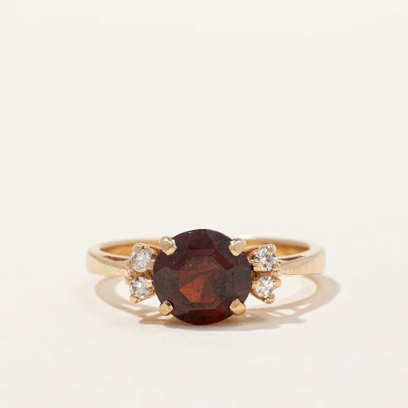 Garnet & Diamond Cocktail Ring | 1.30ct, 0.08ctw | SZ 4.5 |