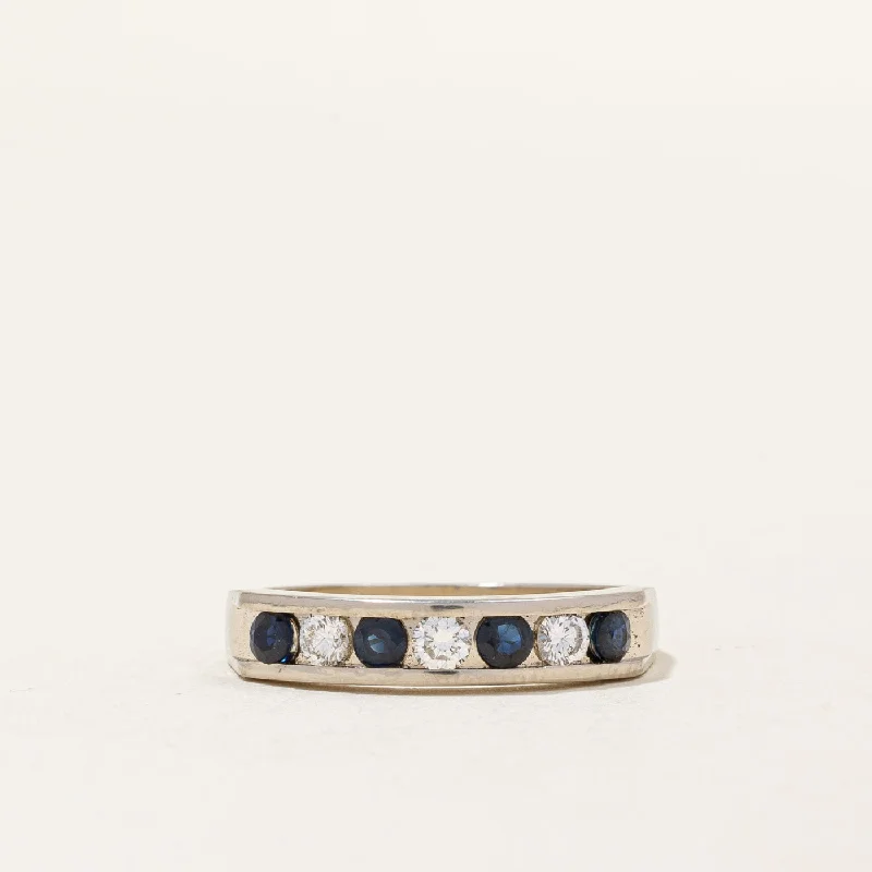 Channel Set Sapphire & Diamond Ring | 0.20ctw, 0.18ctw | SZ 6.5 |