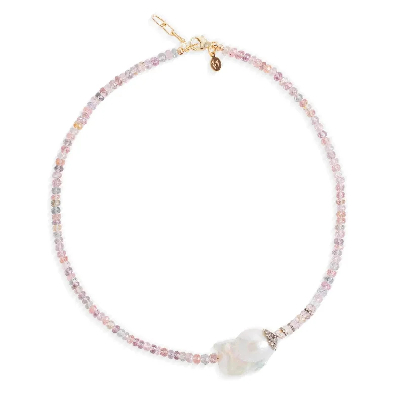 Rainbow Sorbet Multi Spinel Diamond Baroque Pearl Necklace