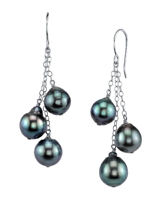 Tahitian South Sea Drop Pearl Cluster Earrings