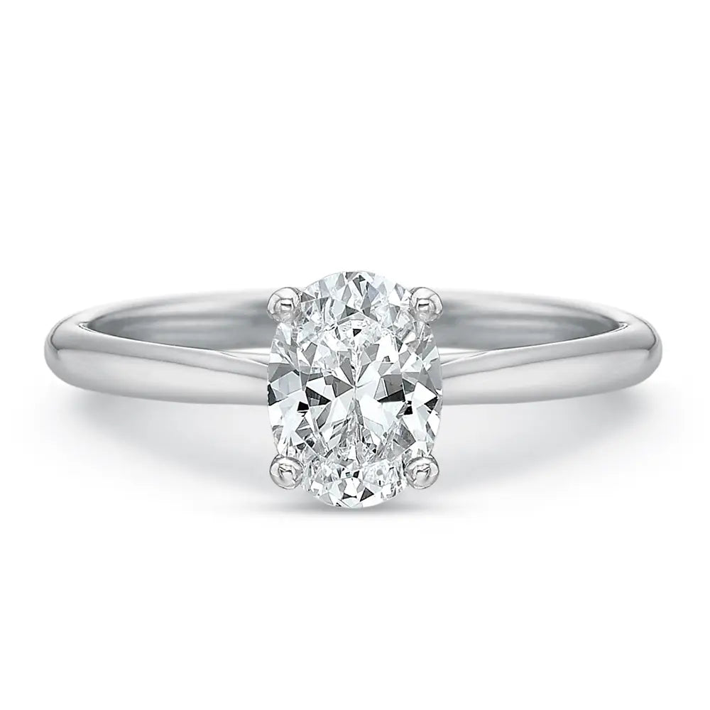 18K White Gold Oval Diamond Solitaire Engagement Ring (Setting Only)