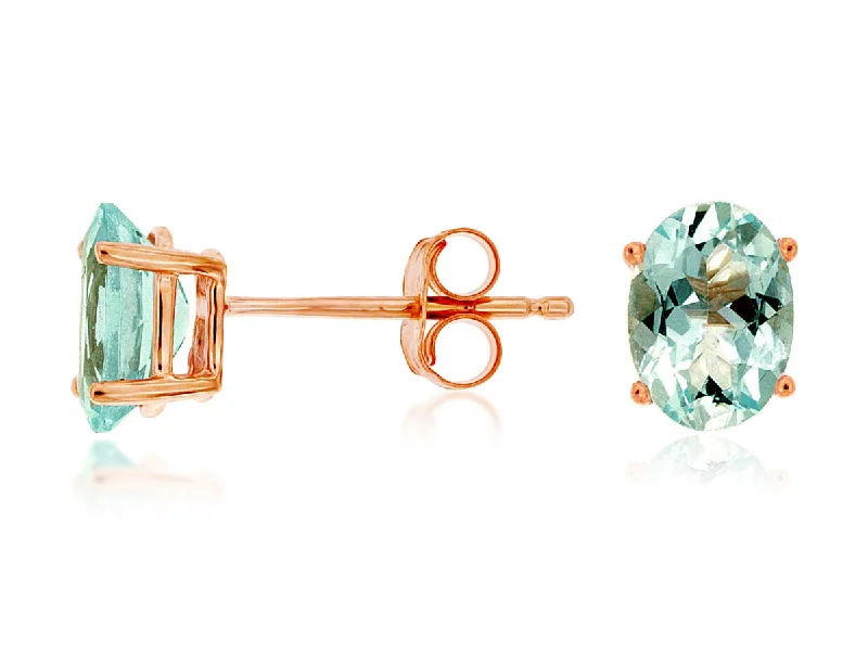 Oval Aquamarine Stud Earrings