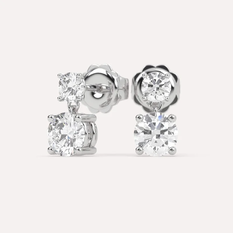 2 carat Round Diamond Dangle Earrings