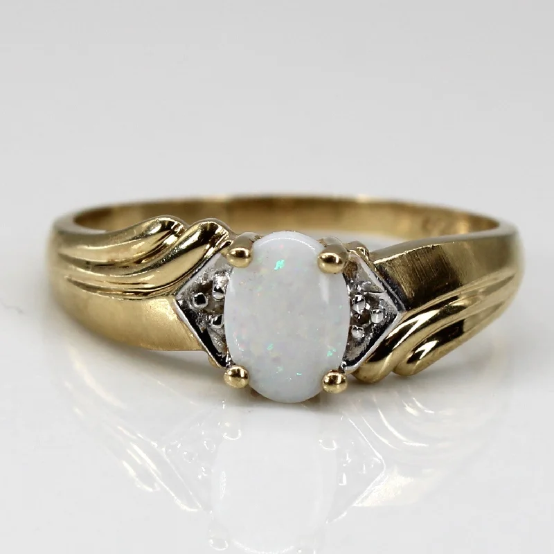 Prong Set Opal & Diamond Ring | 0.32ct | 0.01ctw | SZ 8 |