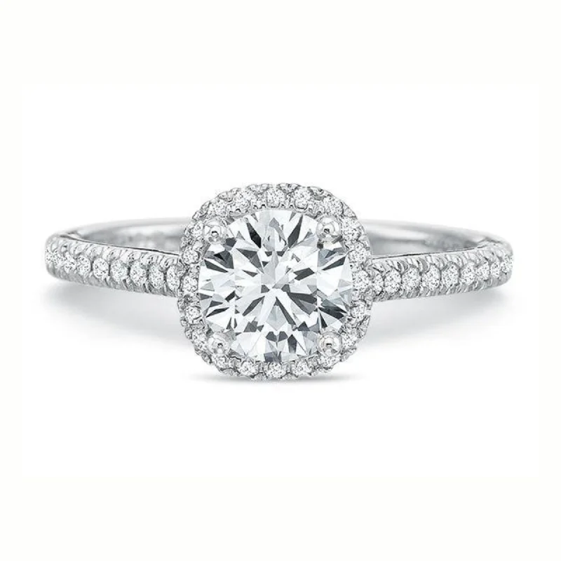 NEW AIRE 18K White Gold CUSHION Diamond Halo Engagement Ring MOUNTING 0.20CTW (Setting Only)