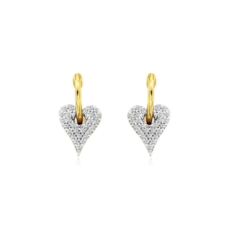 Diamond Heart Design Drop Earrings