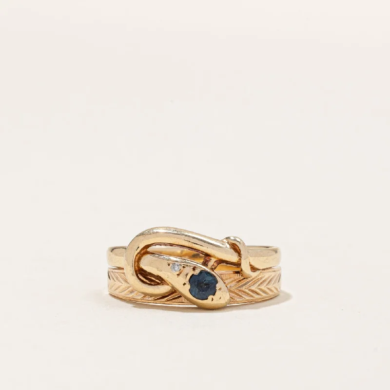 Sapphire & Diamond Snake Ring | 0.12ct, 0.01ct | SZ 5.75 |