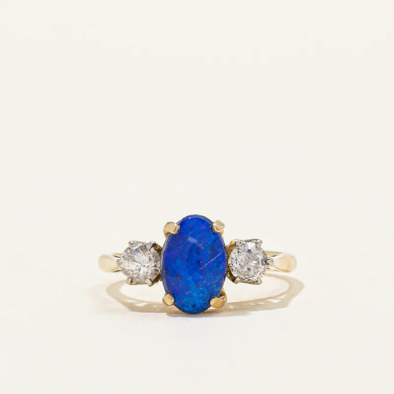 Simulant Opal Triplet & Diamond Cocktail Ring | 0.95ct, 0.30ctw | SZ 4.75 |