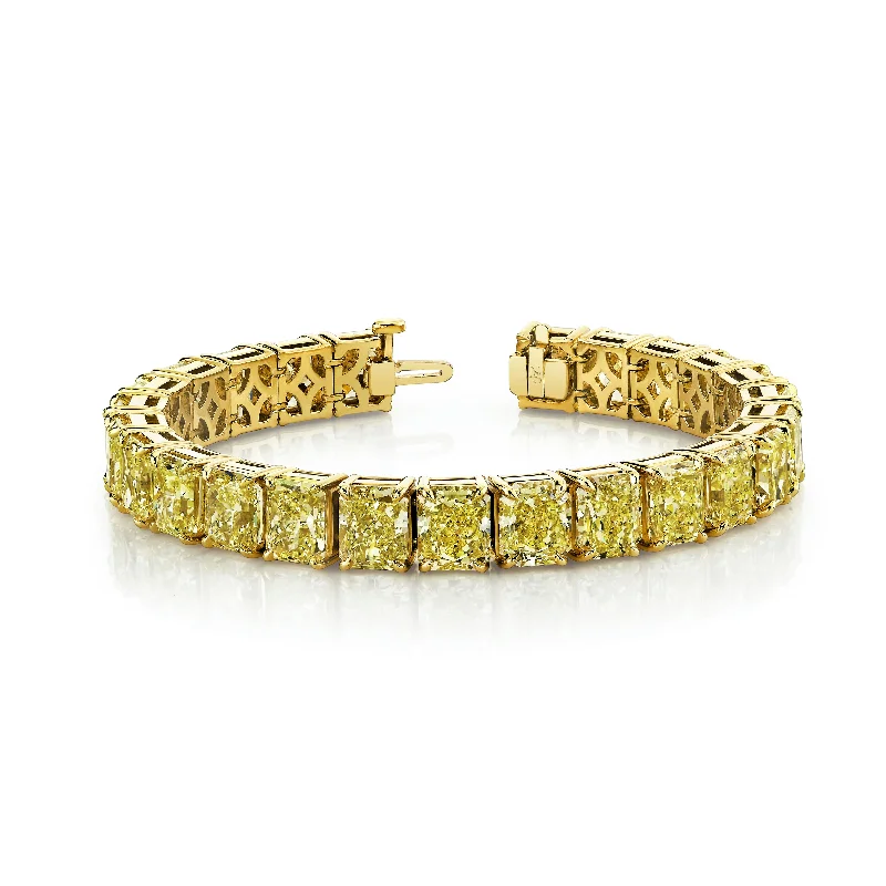 52 Carat Fancy Yellow Radiant Cut Diamond Bracelet