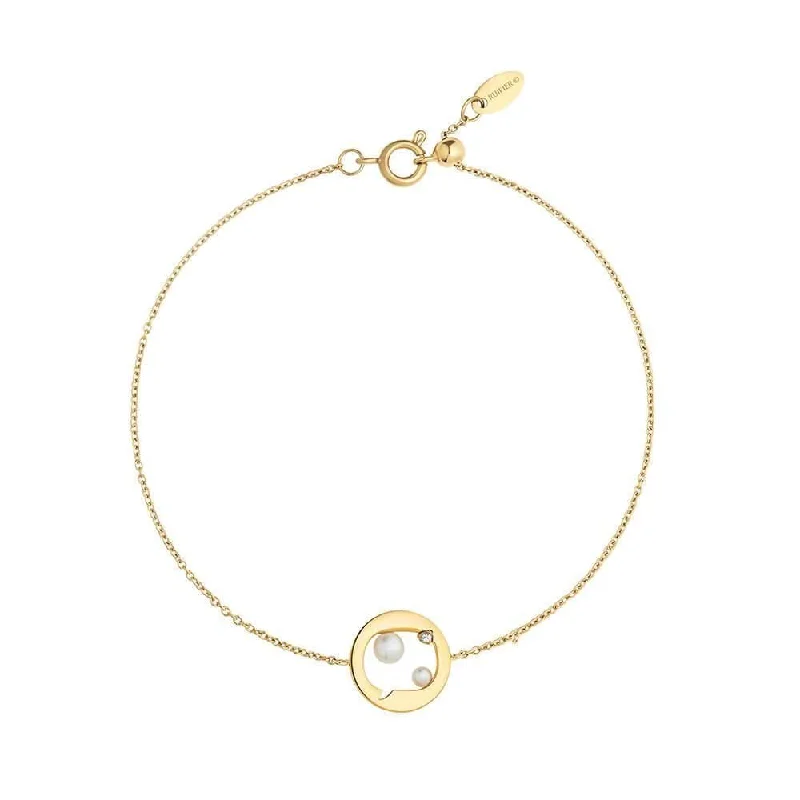 Cosmo Cosmonaut 18K Gold Plated Bracelet w. Pearl & Zirconia