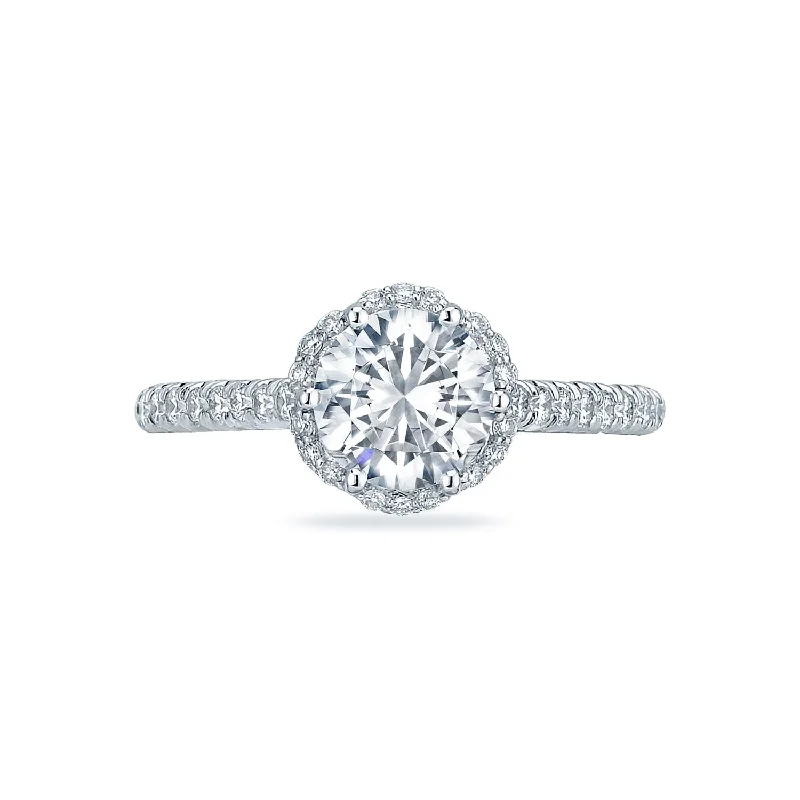 Tacori Platinum Petite Crescent Semi-Mount Diamond Halo Engagement Ring (Setting Only)