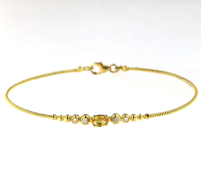 Bubble 18K Gold Bracelet w. Diamonds & Orange Sapphire