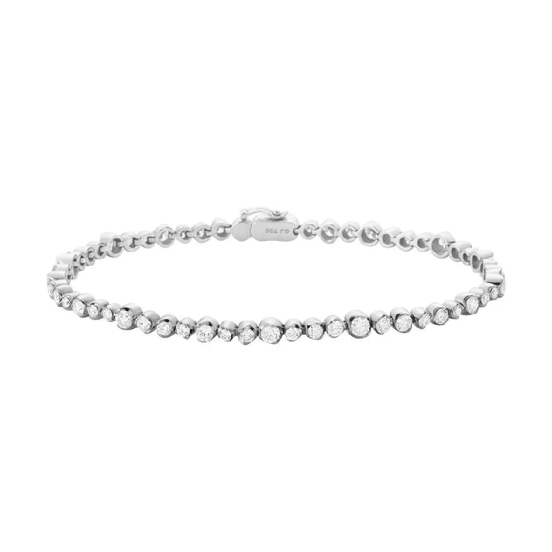 Signature Tennis 18K White Gold Bracelet w. Diamonds