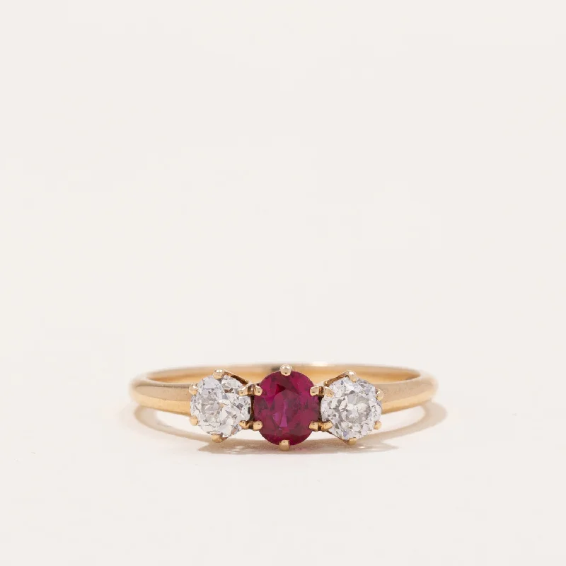 'S. Kind & Sons' Ruby & Old European Diamond Ring | 0.42ct, 0.42ctw | SZ 6.25 |