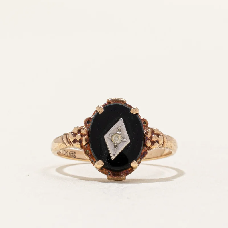 Onyx & Synthetic Spinel Ring | 2.00ctw | SZ 6.75 |