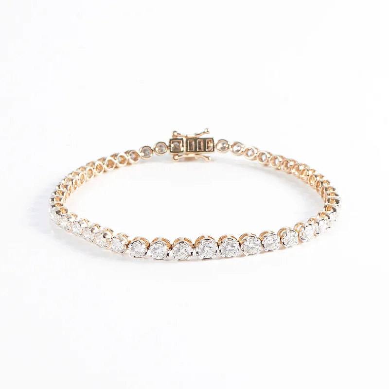 Graduating Tennis 14K Gold Bracelet w. Diamonds