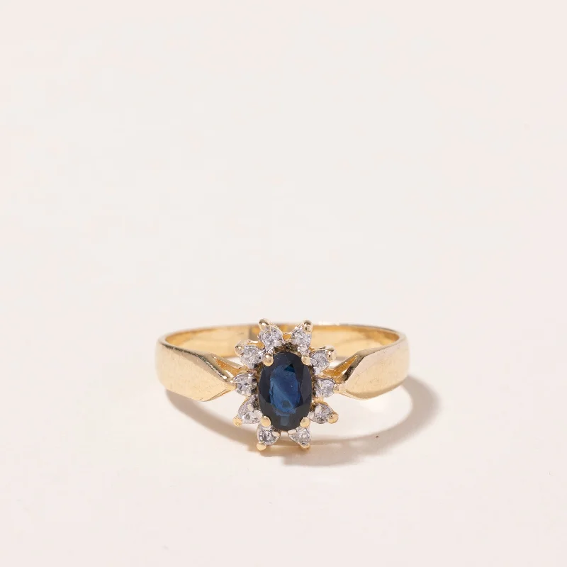 14k Yellow Gold Sapphire and Diamond Ring | 0.44ct, 0.10ctw | SZ 6.5