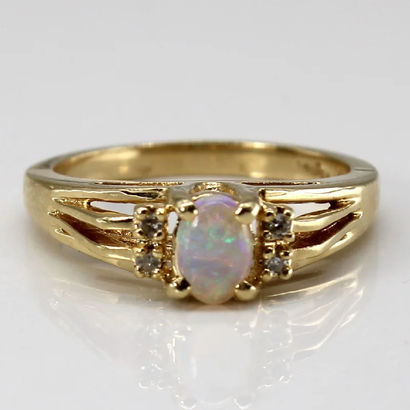 High Set Opal & Diamond Ring | 0.21ct | 0.02ctw | SZ 6.5 |