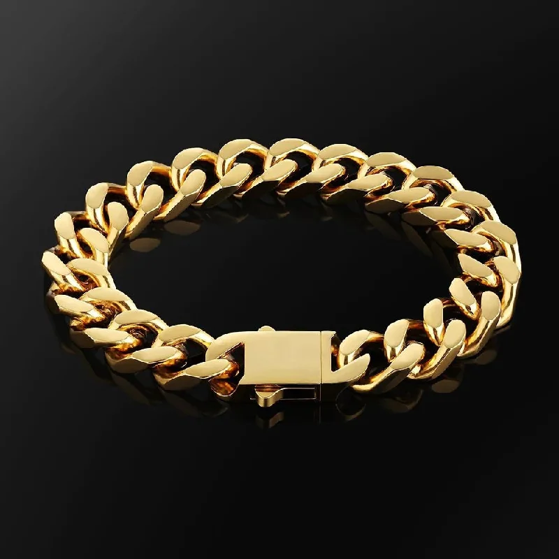 The Golden Time Ⅲ® - 14mm Cuban Link Bracelet in 18K Gold