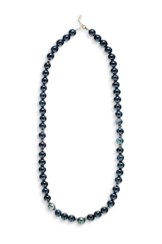 Sparkling Blue Ocean Diamond Tahitian Pearl Necklace