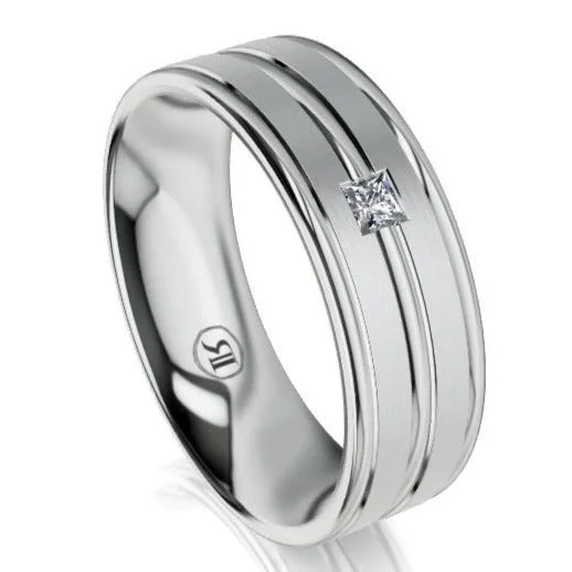 The Barrington White Gold Diamond Mens Wedding Ring