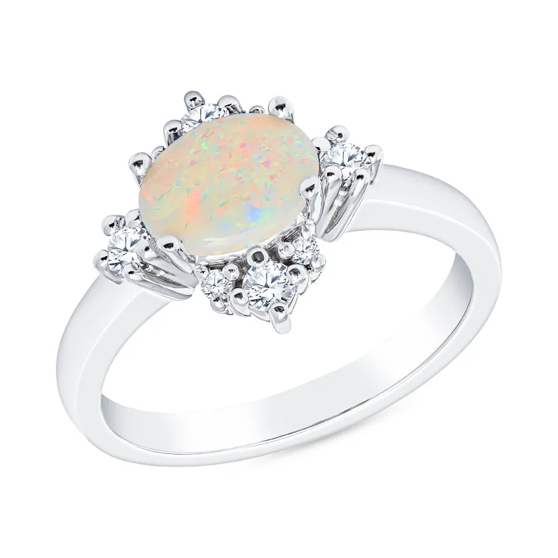 Tiara Diamond and Opal Gold Ring