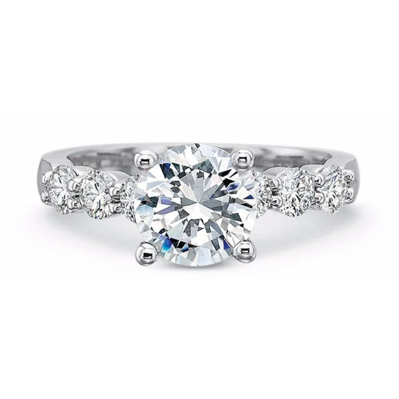 Precision Set Platinum Diamond Semi-Mount Engagement Ring With 6 Round Brilliant Diamonds, 0.55ct (Setting Only)