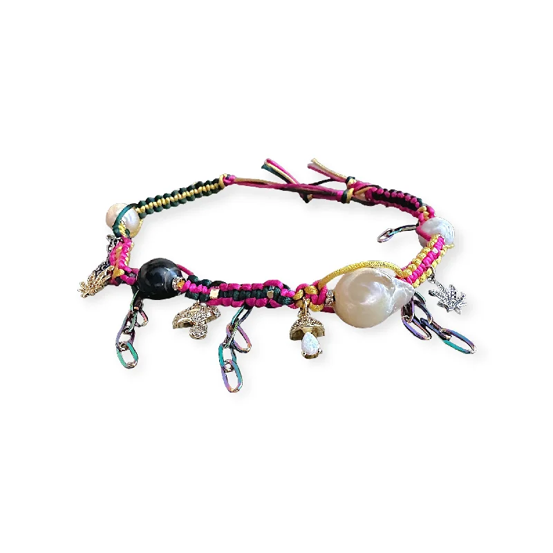 PSYCHEDELIC MERMAID LUCKY CHARM SILK ROCKER CHOKER