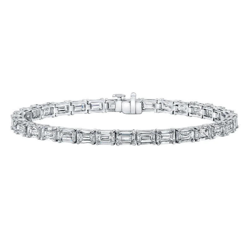 15.82 Carat Platinum Emerald Cut Diamond 4-Prong Straight Line Bracelet