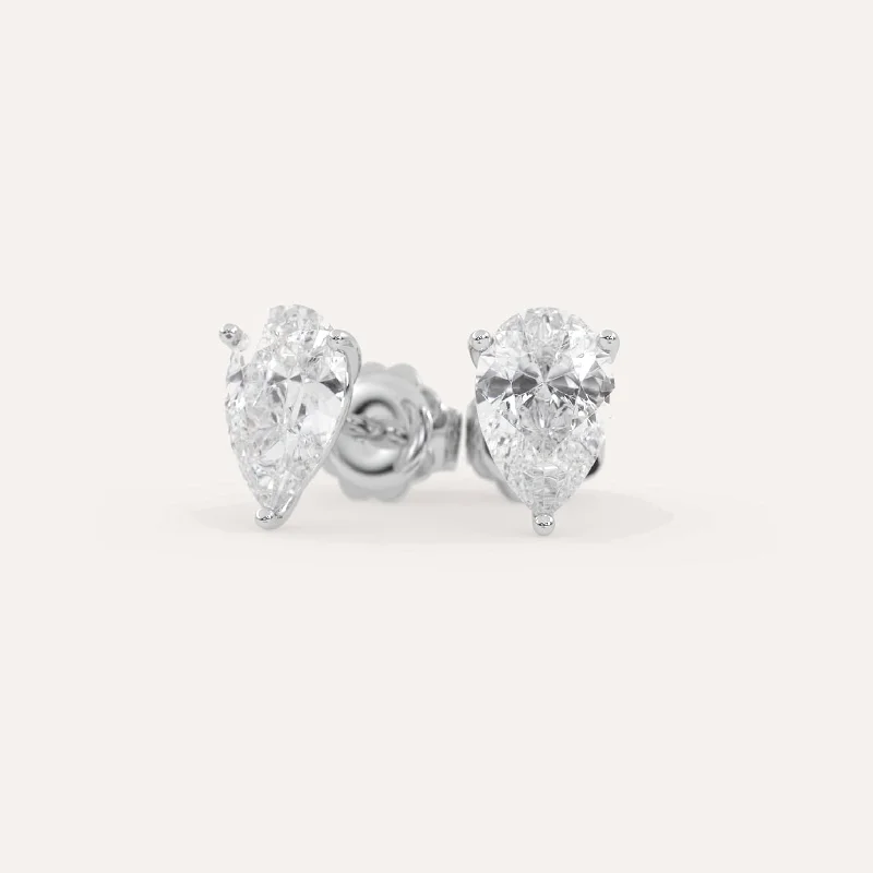 4 carat Pear Diamond Stud Earrings