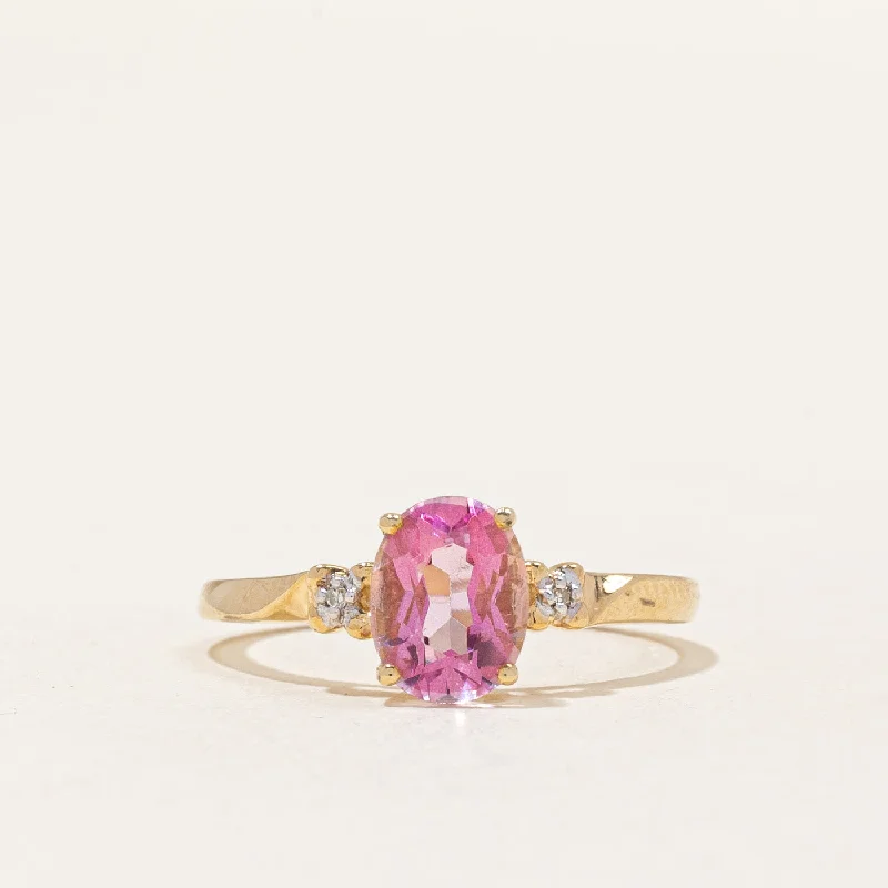 Pink Topaz & Diamond Ring | 1.70ct, 0.01ctw | SZ 7 |