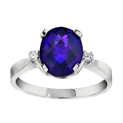 Oval Amethyst and Diamond Ring