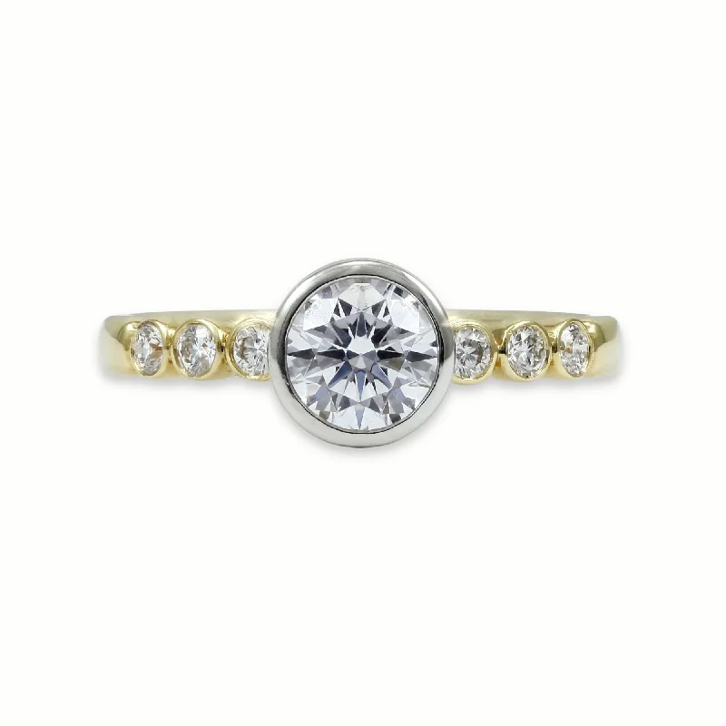 18K Yellow Gold BEZEL-SET Diamond Engagement Ring MOUNTING 0.20CTW (Setting Only)