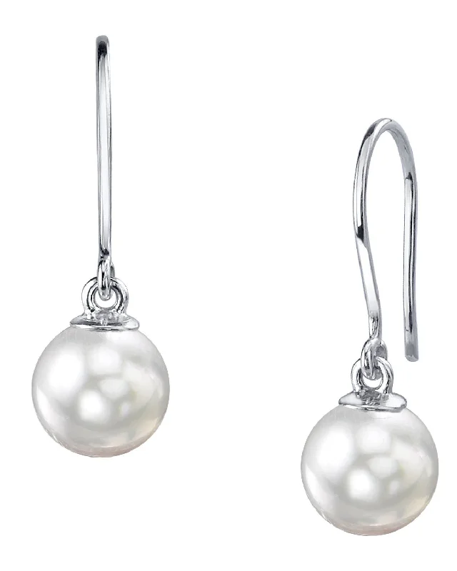 White South Sea Pearl Shepherd Hook Dangle Earrings