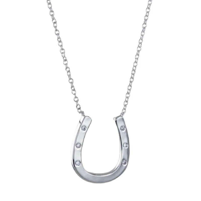 Sterling Silver Pavé Horseshoe Necklace