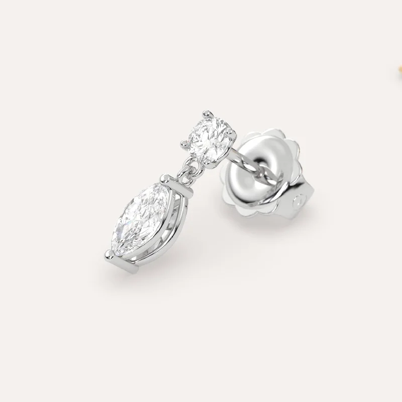 1/2 carat Single Marquise Diamond Drop Earring